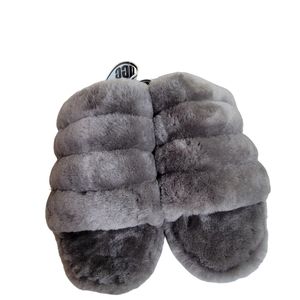 UGG Fluff Yeah Slide Charcoal 1095119-CHRC (Women's) Size 10